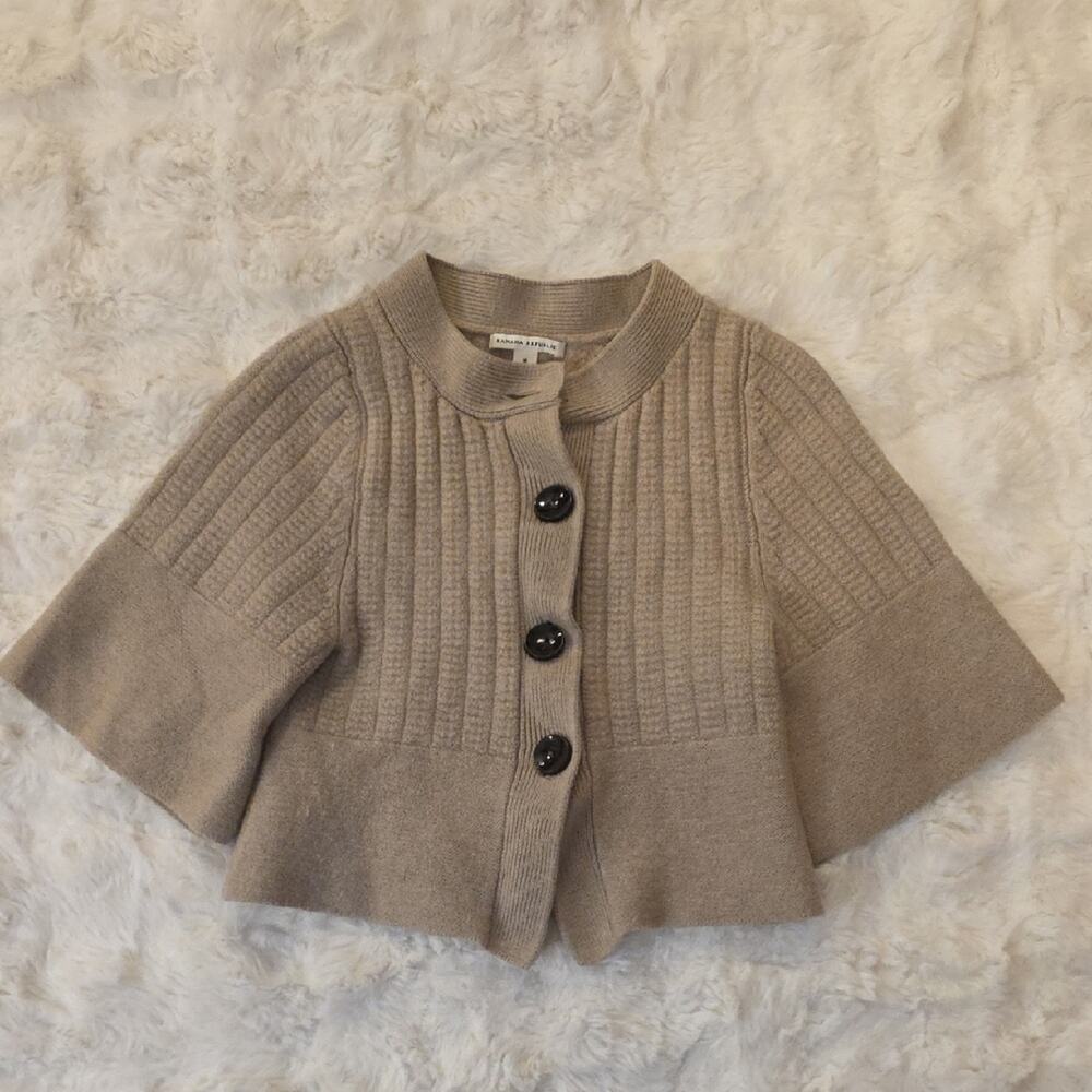 Banana Republic Tan Beige 100% Wool Button-Up Jacket Womens M 2009 Clean Simple - Picture 2 of 9